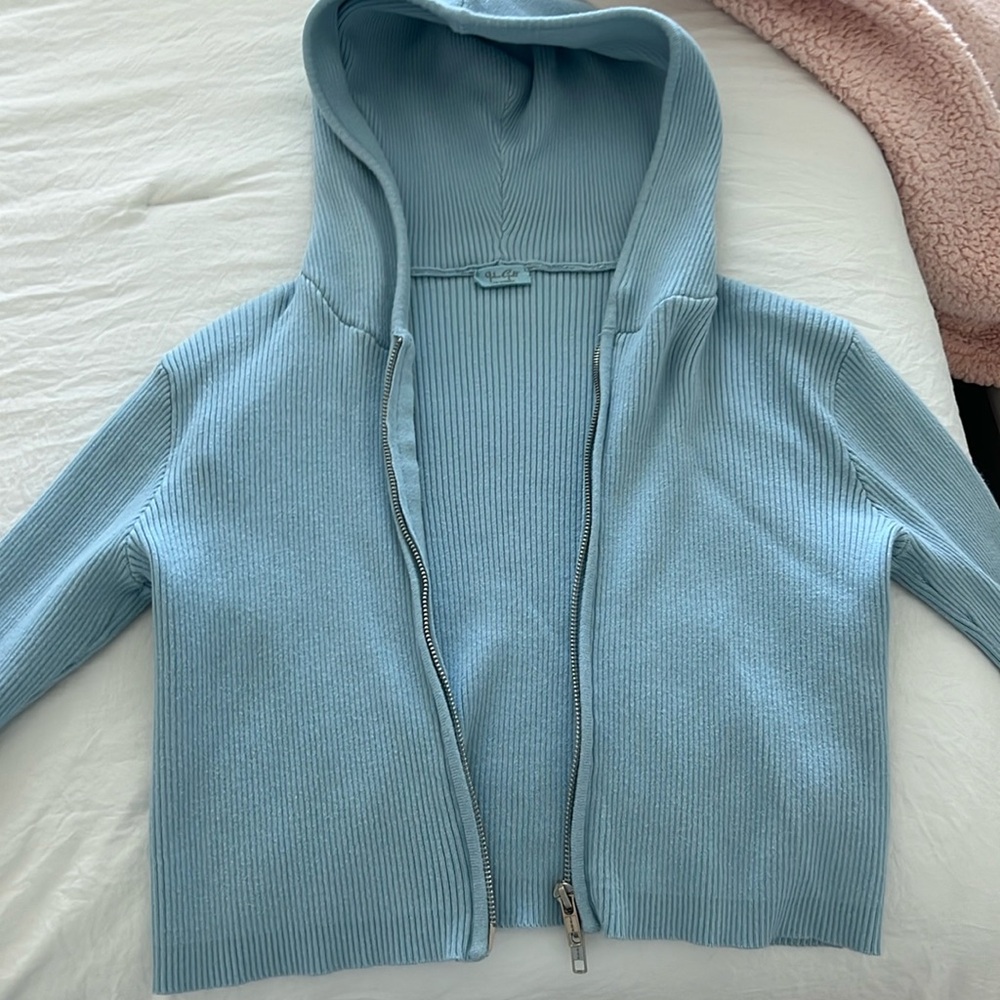 light blue zip up jacket brandy mellvile